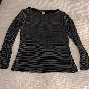 Natori black and silver striped shimmery top